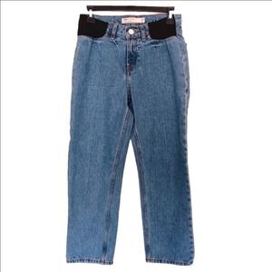 ASOS Straight Leg Jeans Womens US Size 4 Blue Elastic Waist High Rise Cotton